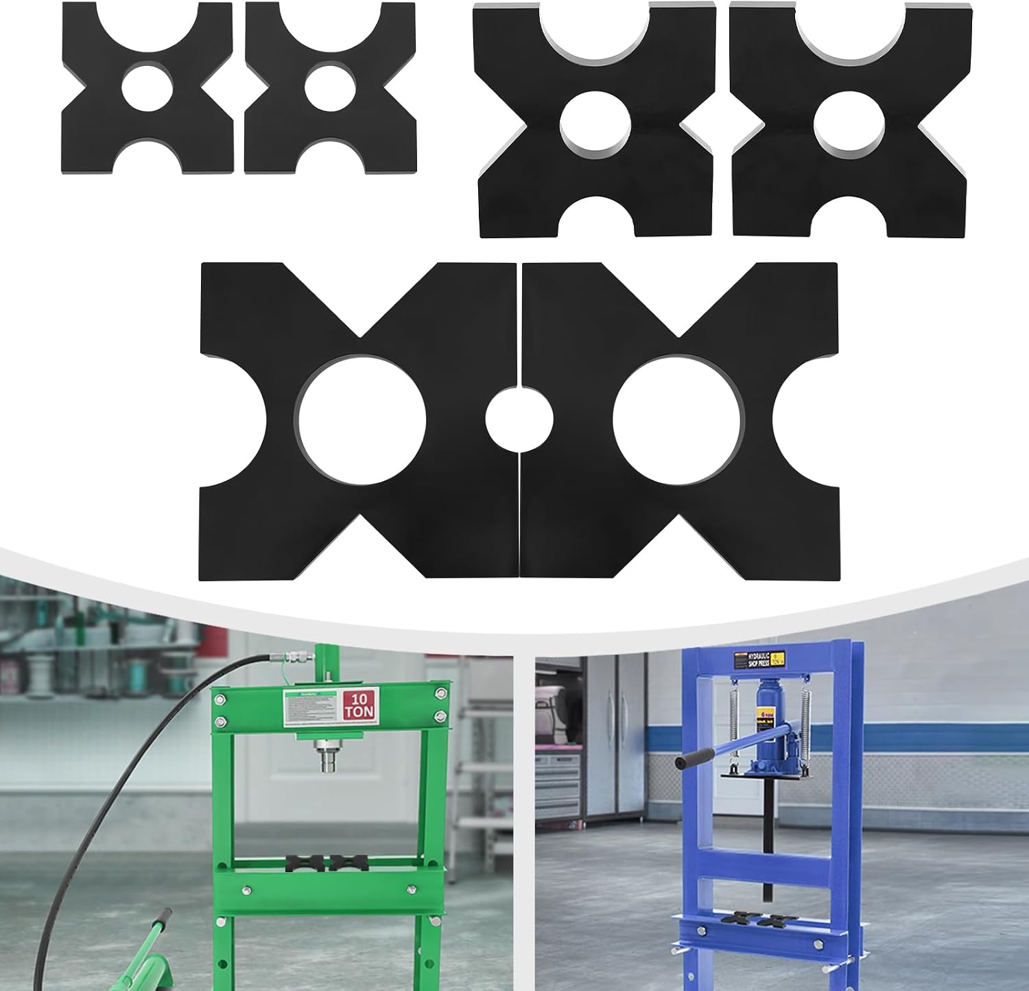 Arbor Press Plate, 2pcs Shop Metal Press Plates with 4 Notch, 1 inch/25mm Thickness, 20 Ton and 32 Ton H Frame Hydraulic Shop Press Plate (1 x 9.75 x 9.75 inch)