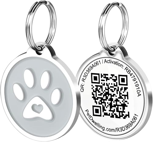 Etiquetas de identificación de mascotas con código QR premium, etiquetas para perros y gatos, conéctate al perfil de mascota en línea, recibe una