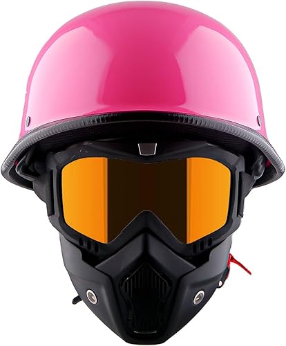 Miniatura 8 de 1Storm Casco de motocicleta de media cara estilo alemán aprobado por DOT: HKY602 DORADO Negro mate,Calavera de cadena dorada,Calavera de bandera