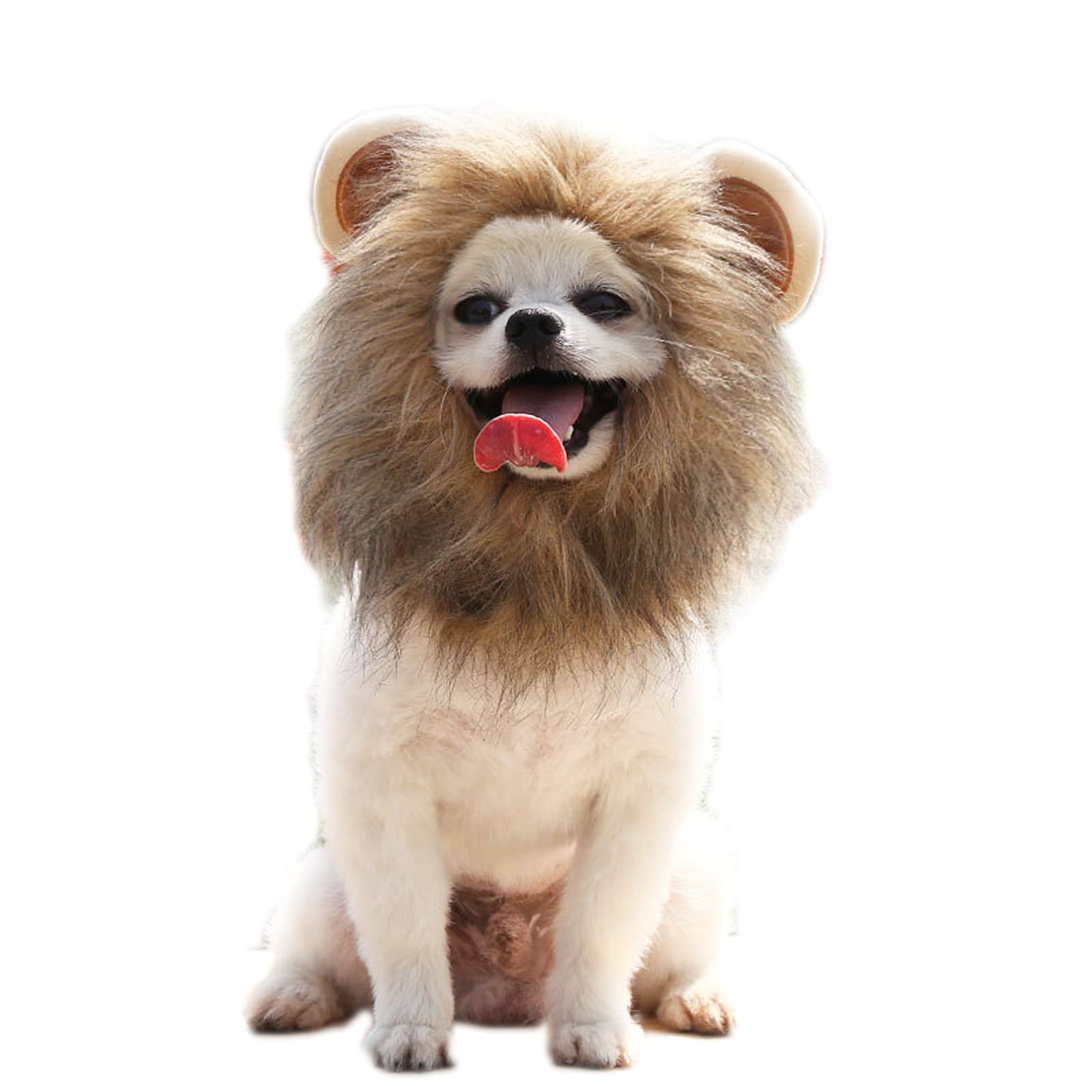 Dreamls 2 Pack Dog Lion Mane Hats Funny Adjustable Cat Lion Costume Party Cosplay Lion Wig for Cats Puppy Small Dogs (S-Brown)