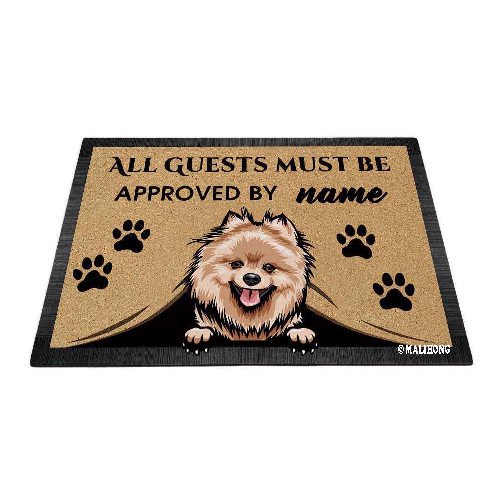 BAGEYOU Personalized Dog's Name Peeking Dog Pomeranian Doormat All Guest Must Be Approved Rugs for Home Decor 23.6 x 15.7 Inch