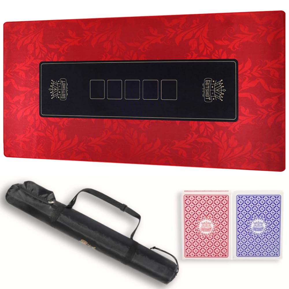 GUTSHOT Foldable Casino Quality Poker Mat | Water Resistant Poker Table Cloth, Soft Multi-Spandex | Waterproof, Noise-Free Gameplay | Includes