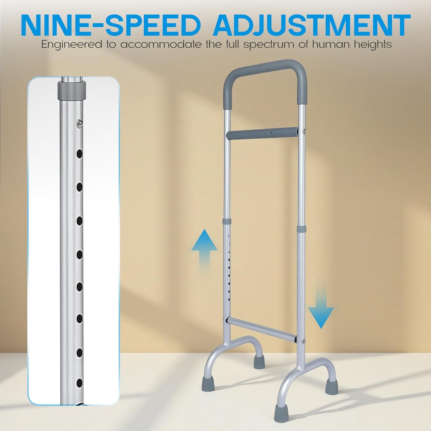 Stand Assist Cane，Aluminum Walking Cane,Body Recovery Aid Tool,Lightweight(2.3lb), Height Adjustable 31.5-39.3in, Elderly Walking Aid for Elderly Handicap or Pregnant Women