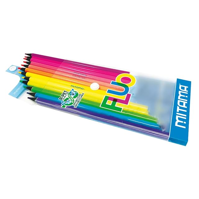 Foto 4 de 4 de Mitama - Lápices fluorescentes - Paquete de 12 lápices de colores - Lápices lacados Fluo