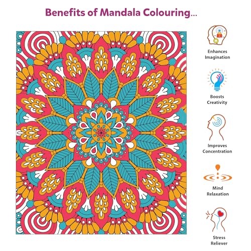 Image of Little Berry DIY Mandala Art Kit for Girls 9-12 Years | Art & Craft Kit for Girls | Colouring and Painting Set for Kids with 12 Mandala Designs and Sketch Pens | Gift Set for Kids Age 9+