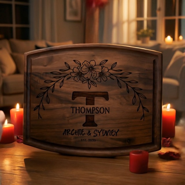 Tabla de cortar personalizada grabada en madera miniatura 7
