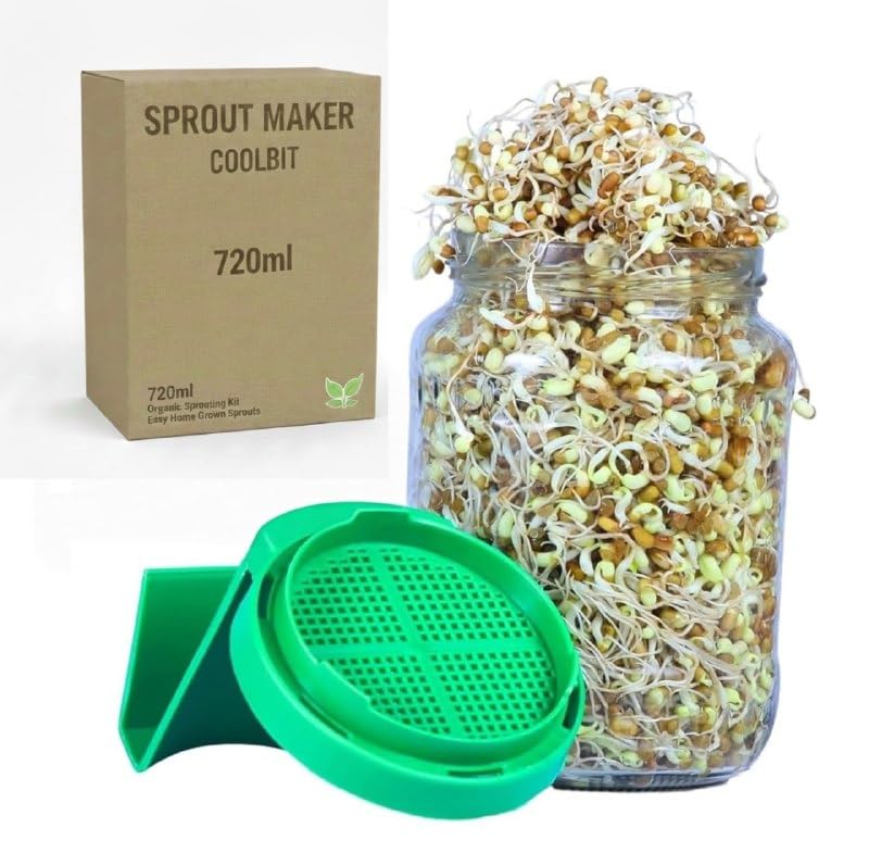 Image of Sprout Maker Glass Jar 720ml - Wide Mouth Seed Sprouter for Mung Bean, Chana & Lentils | BPA-Free Reusable Sprouting Jar for Kitchen & Microgreens.