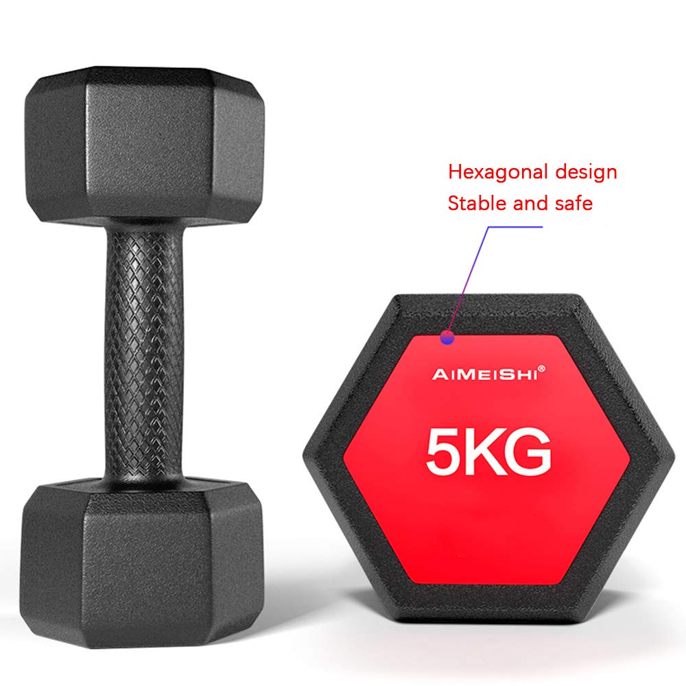 Gumowe hantle hex 1 para (waga 4 – 15 kg) do ramion, treningu siłowego, aerobiku, jogi, 2 kg (1 para)