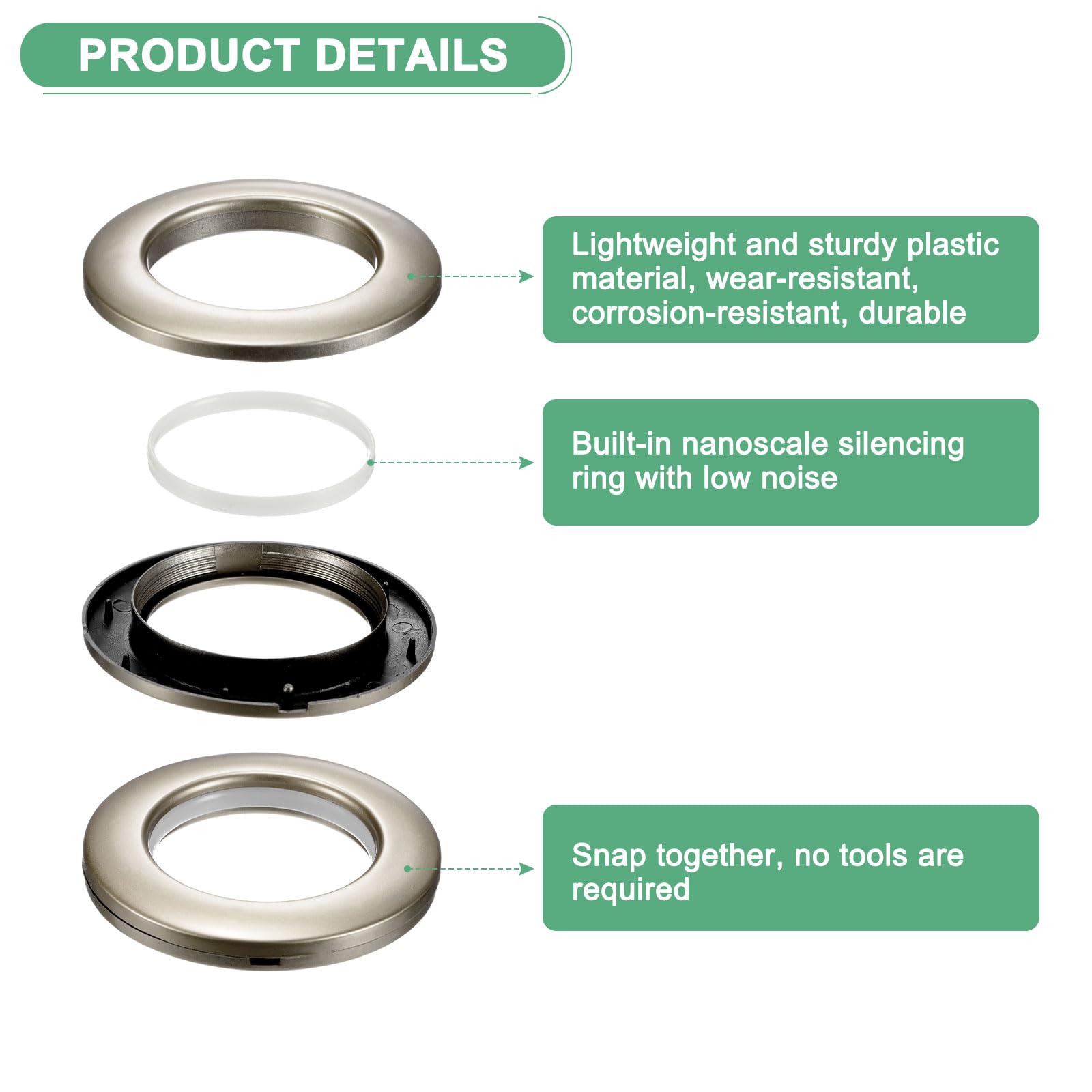 M METERXITY 25-Pack Curtain Grommets - Image 2