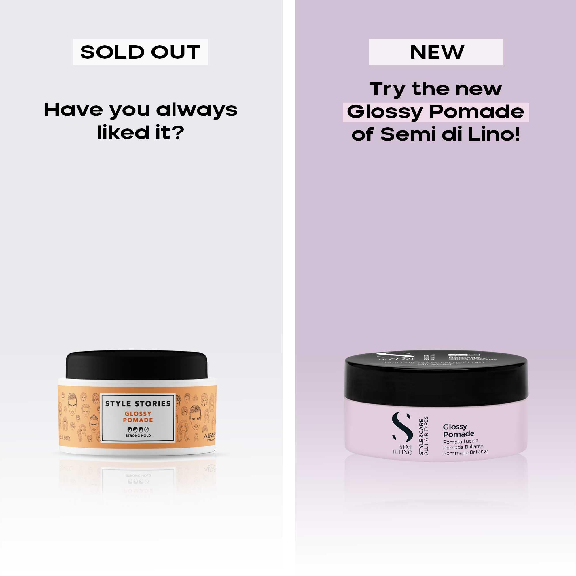 ALFAPARF MILANO Semi di Lino Style & Care Glossy Pomade - Strong Hold - Wax Pomade for All Hair Types (3.2 oz / 90 ml)