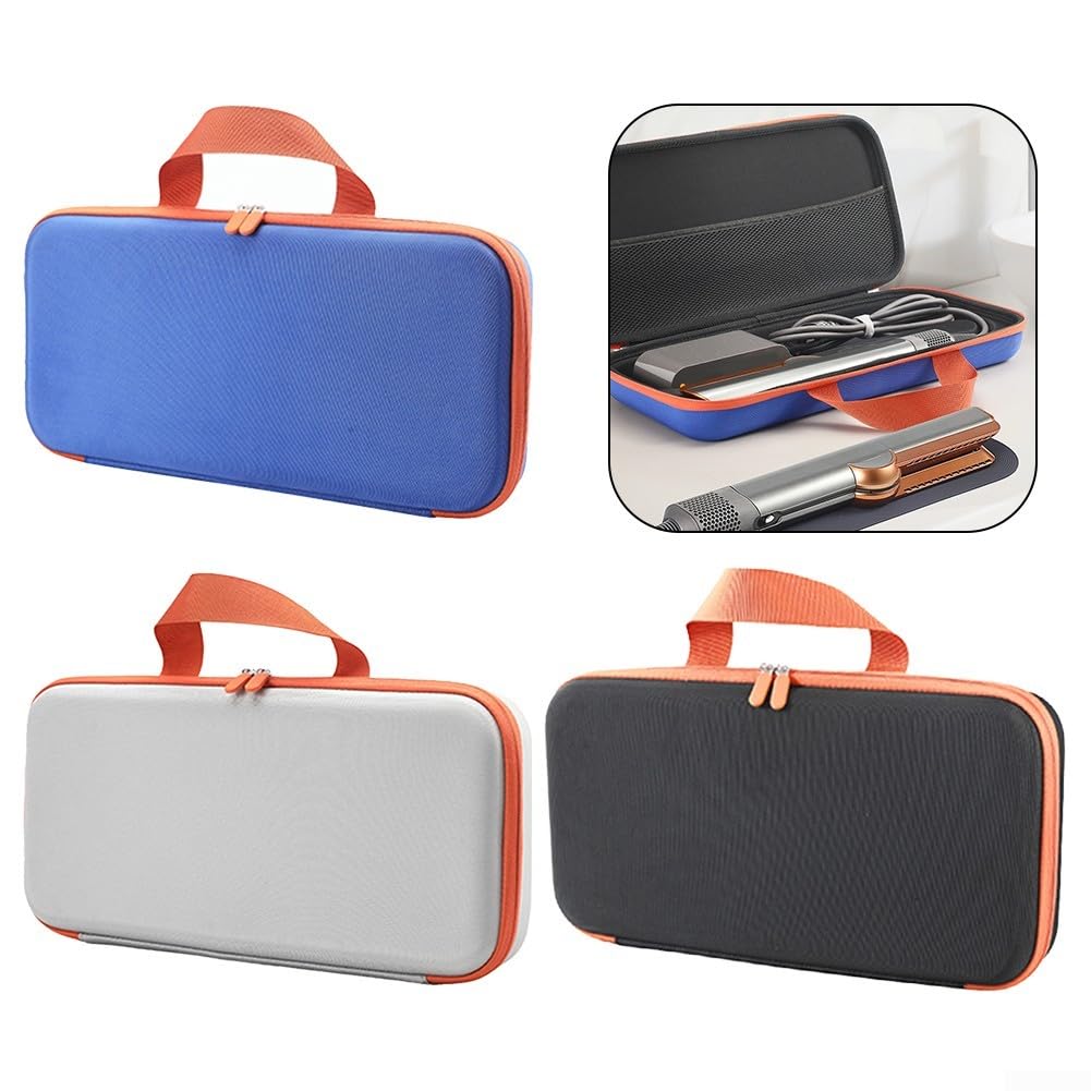 Custodia rigida protettiva per Dyson Airstrait HT01, antiurto, impermeabile, borsa da viaggio con tasca in rete per accessori per piastra per capelli, Blu, Compatto