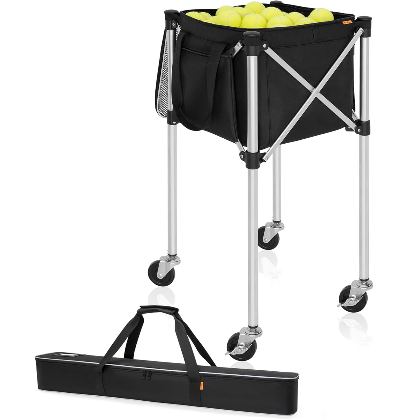 Carro de pelotas de tenis plegable, 90 x 40 x 40 cm, con ruedas de 360° | Diseño plegable, ruedas de 360°, 90 x 40 x 40 cm, para pelotas de tenis, fácil de transportar