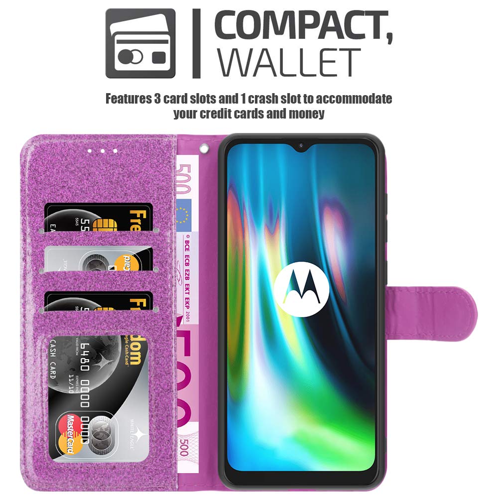 iPEAK Per Motorola Moto G9 Cassa di Potere Lucido In Pelle Bling