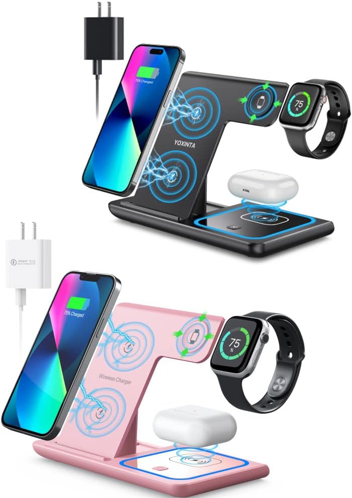 YOXINTA Wireless Charger, 3 in 1 Wireless Charging Station