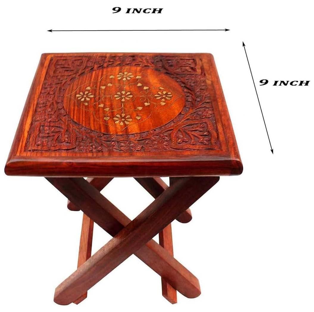ZYNTIX Wooden Stool, 9 Inch - Versatile Home Decoration Items for Living Room, Ideal as Bed Side Tables for Bed Room, Elegant and Durable Design, Ideal for Modern Interiors