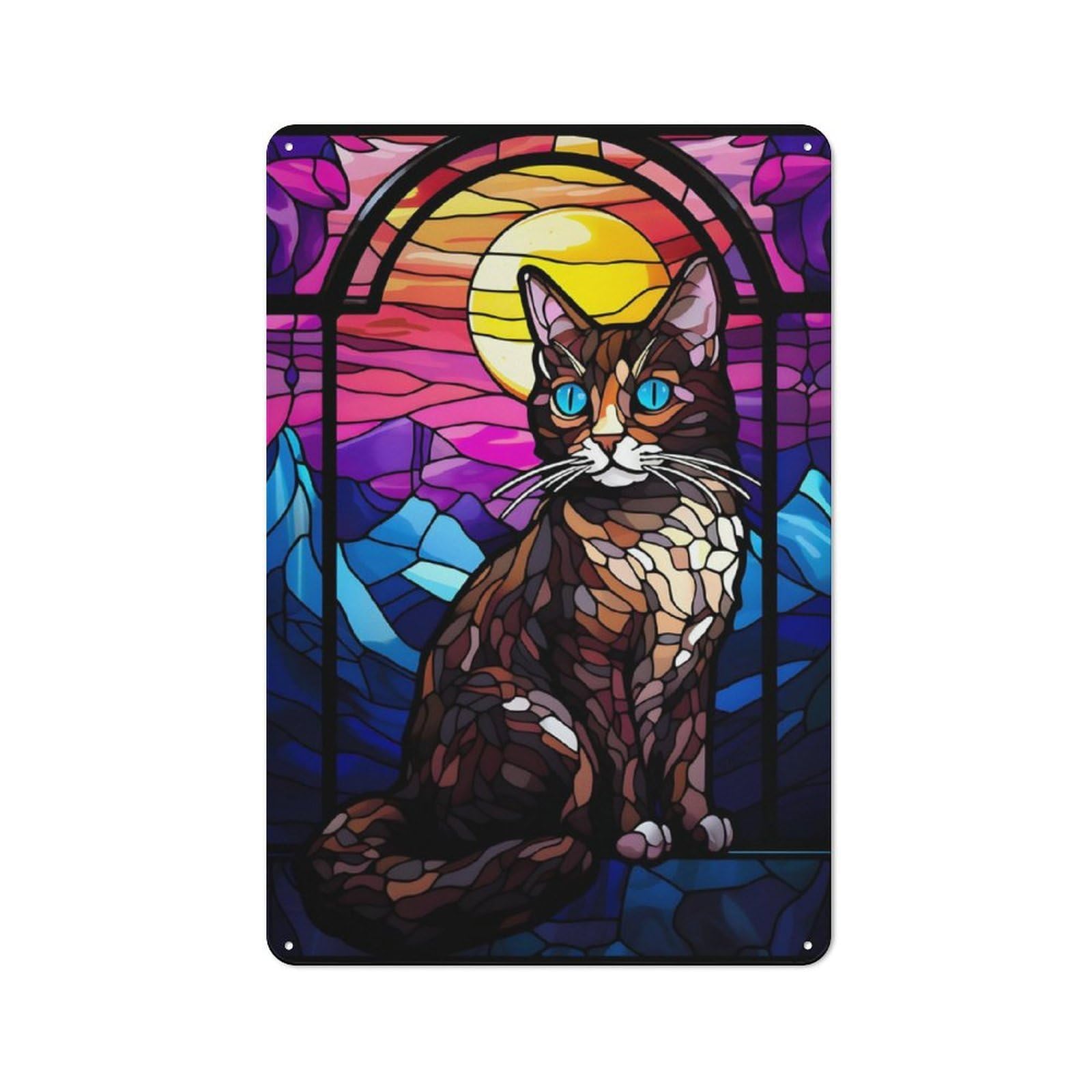 Junmoney Japanese Bobtail Cat 30X20cm Retro-Style Tin Sign With For Café Or Restaurant, Winter Wall Decor For Hospitality Interior Collectors