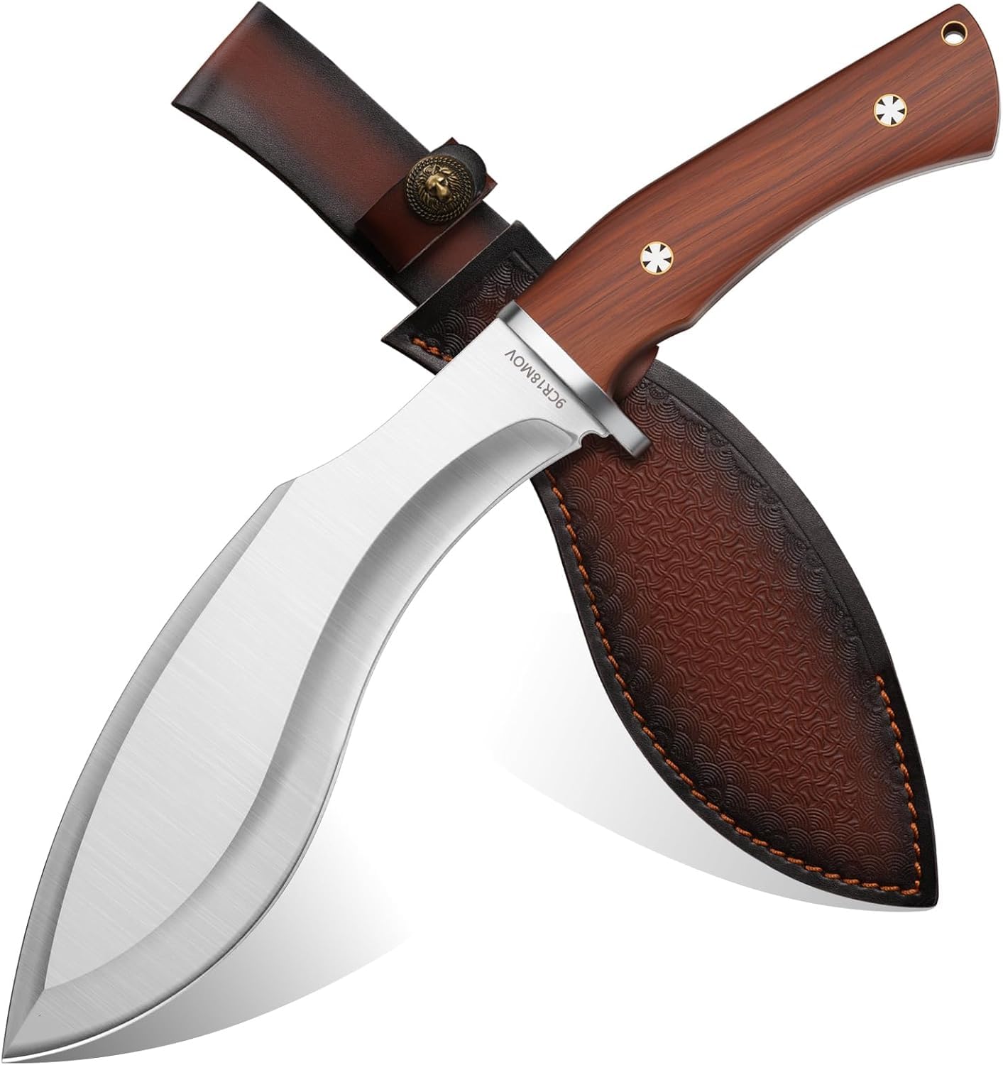 Survival Messer Feststehende Klinge Scharfes Gürtelmesser mit Lederscheide, Camping Messer Outdoor Geschenk für Mann und Sammlung