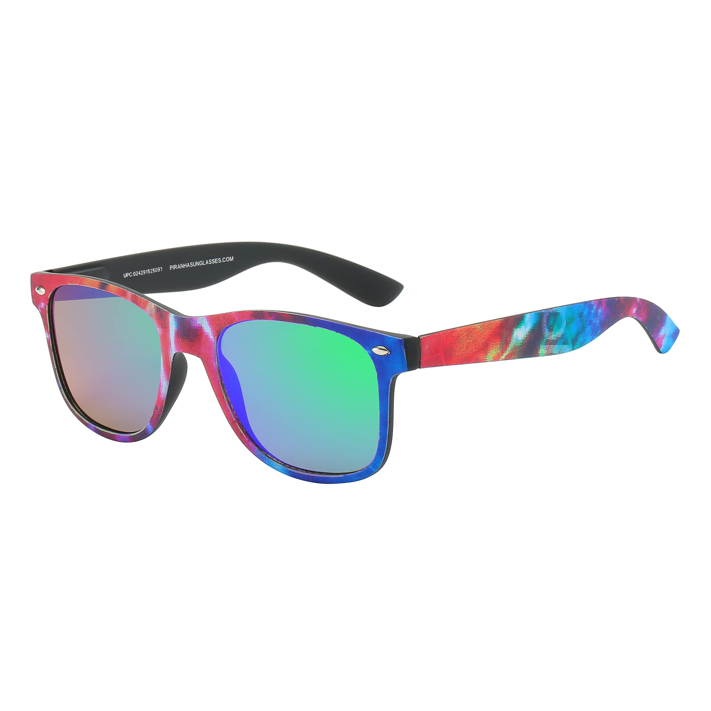 Piranha Avant Retro Sunglasses for Men and Women with Tie Dye Patterned Frames and Blue Mirror Lenses, Multicolored, Frame Width: 145.83 mm