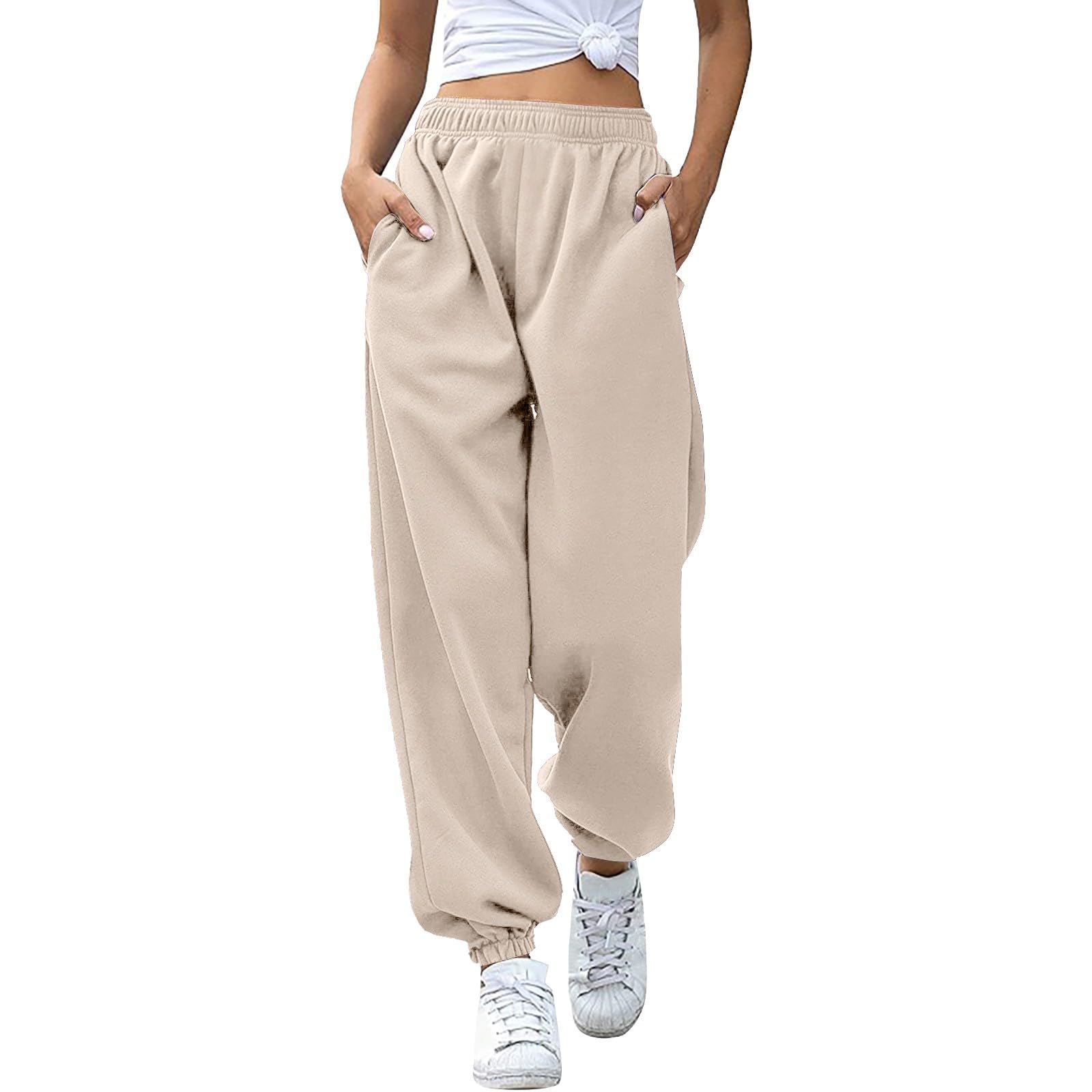 Pantalon de survêtement 2026 pour femme, pantalon de jogging taille haute avec poches