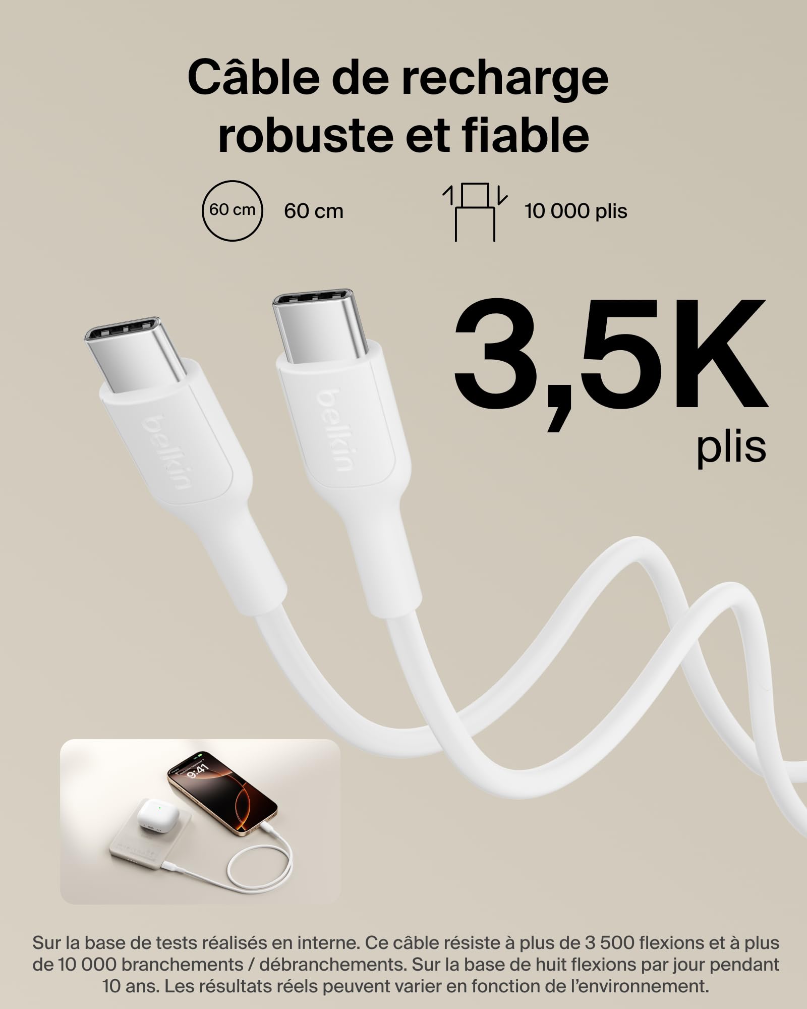 Belkin BoostCharge Batterie Externe Magnétique 5 000 mAh - Beige