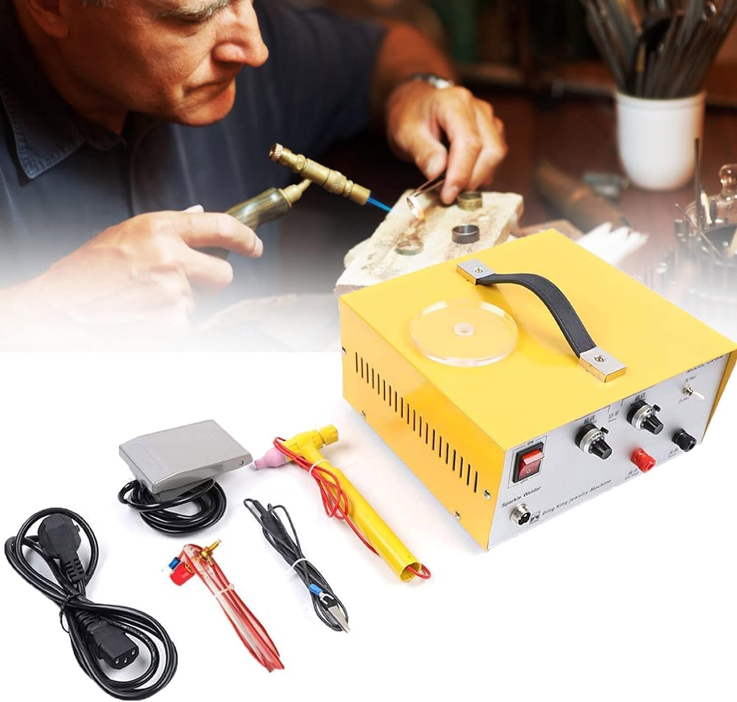80A Spot Welder Jewelry Welding Spot Welder Machine DIY Kit - Pulse Sparkle Portable Welder, for Gold Silver Platinum - Permanent Jewelry Welder Kit, for Crafting