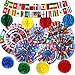 Pasimy 15 Pcs International World Flags Decorations Around The World Hanging Paper Fans Country Flags Banner Bunting Paper Pompoms Honeycomb Ball for Around The Nation Classroom Sport Supplies
