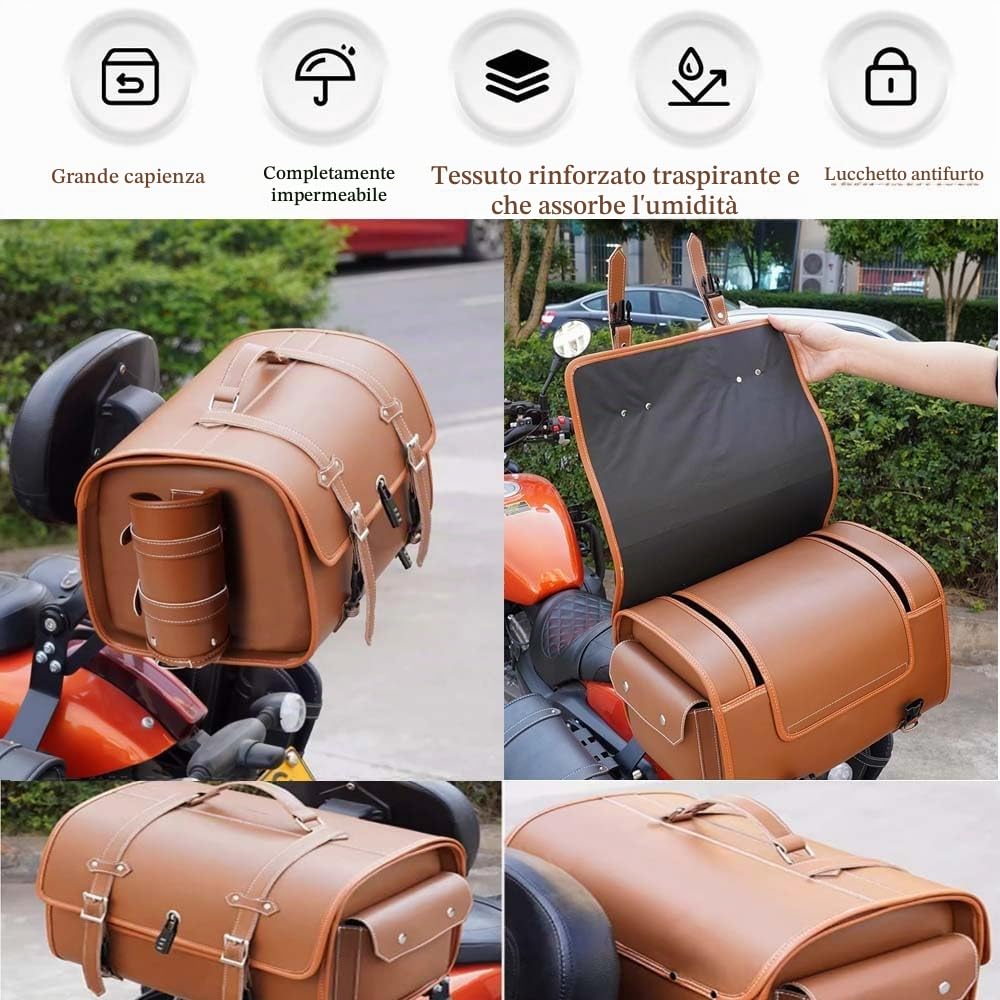 Bauletto per Harley Davidson Softail Custom 1986-2018, Grande Capacità Valigia Moto Impermeabile Portatile, Baule per Il Casco, B Black