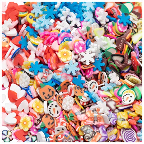 10,000-Piece 3D Nail Art Slices - 0.24-Inch Polymer Clay Slices in Fruit, Flower