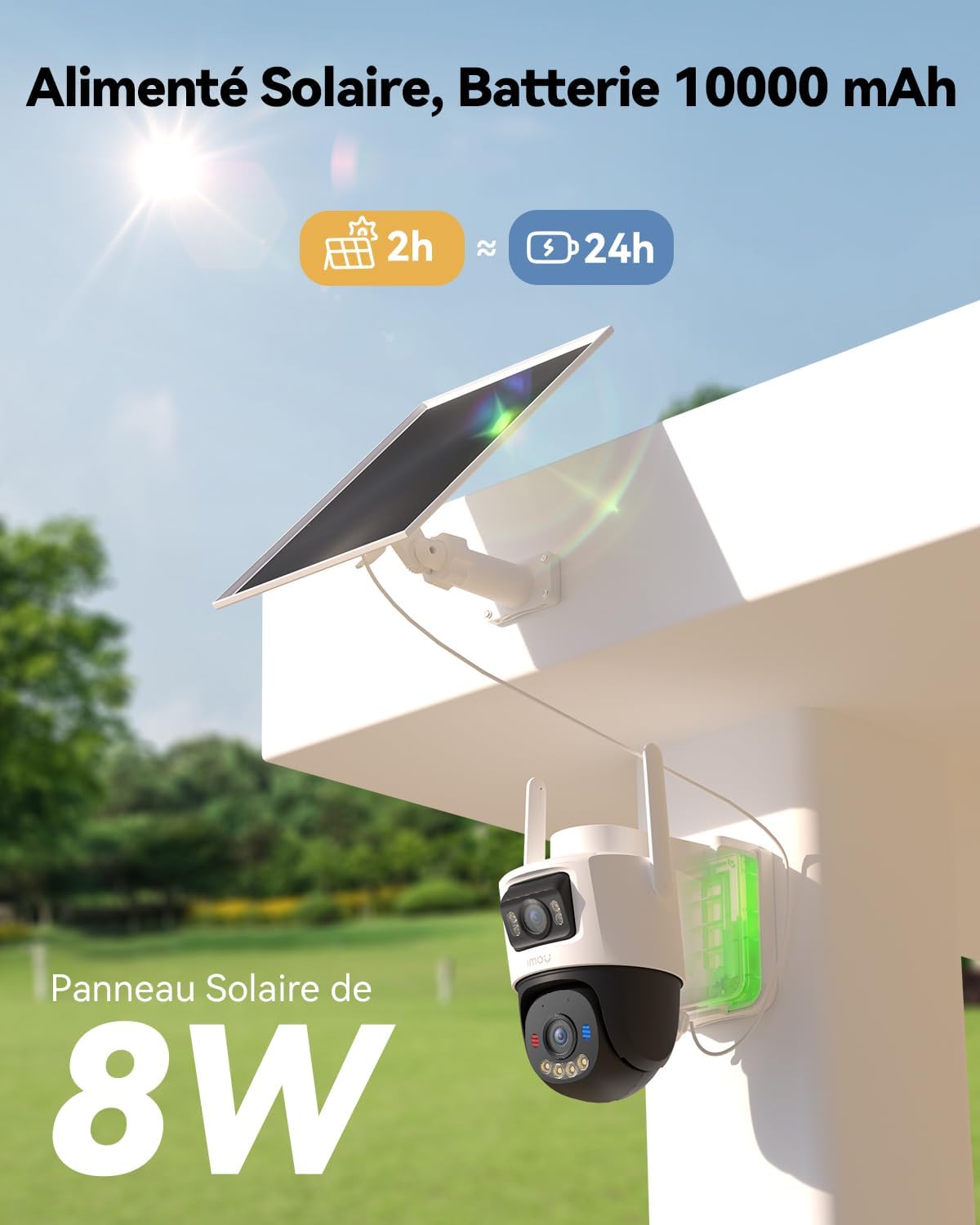 Imou 3K + 3K solarna kamera monitorująca, zewnętrzna, 24/7, AOV, karta SIM + pamięć kart 32 GB, PTZ 360°, rozpoznawanie osób, automatyczne śledzenie, tryb prywatny, inteligentne widzenie w nocy, IP66