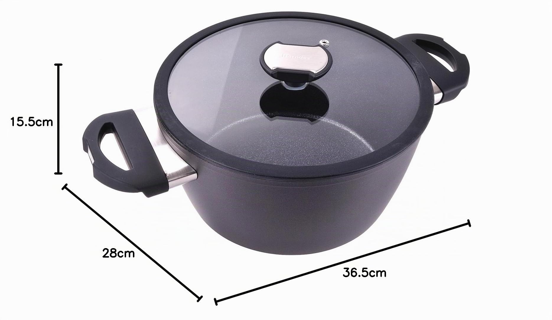 Berndes Balance Induction Enduro Kochtopf 24 cm Casseruola con Coperchio, 4.5 Litri, Alluminio Forgiato, Nero