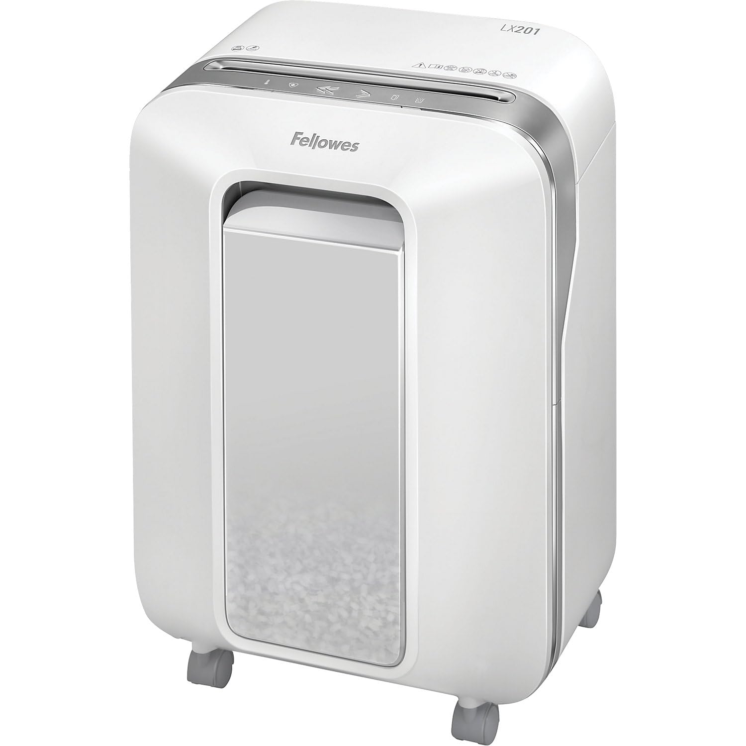 Fellowes distruggi documenti a microframmento LX201, 12 fogli, per casa e piccolo ufficio, uso personale, distruggidocumenti con tecnologia Intellibar, 100% anti inceppamento e Safesense, bianco
