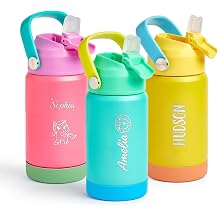 Personalized Stainless Steel Kids Water Bottle with Straw - Custom Name 12oz Insulated Leak-Proof Tumbler for School, Cute Back to School Gift for Boys & Girls