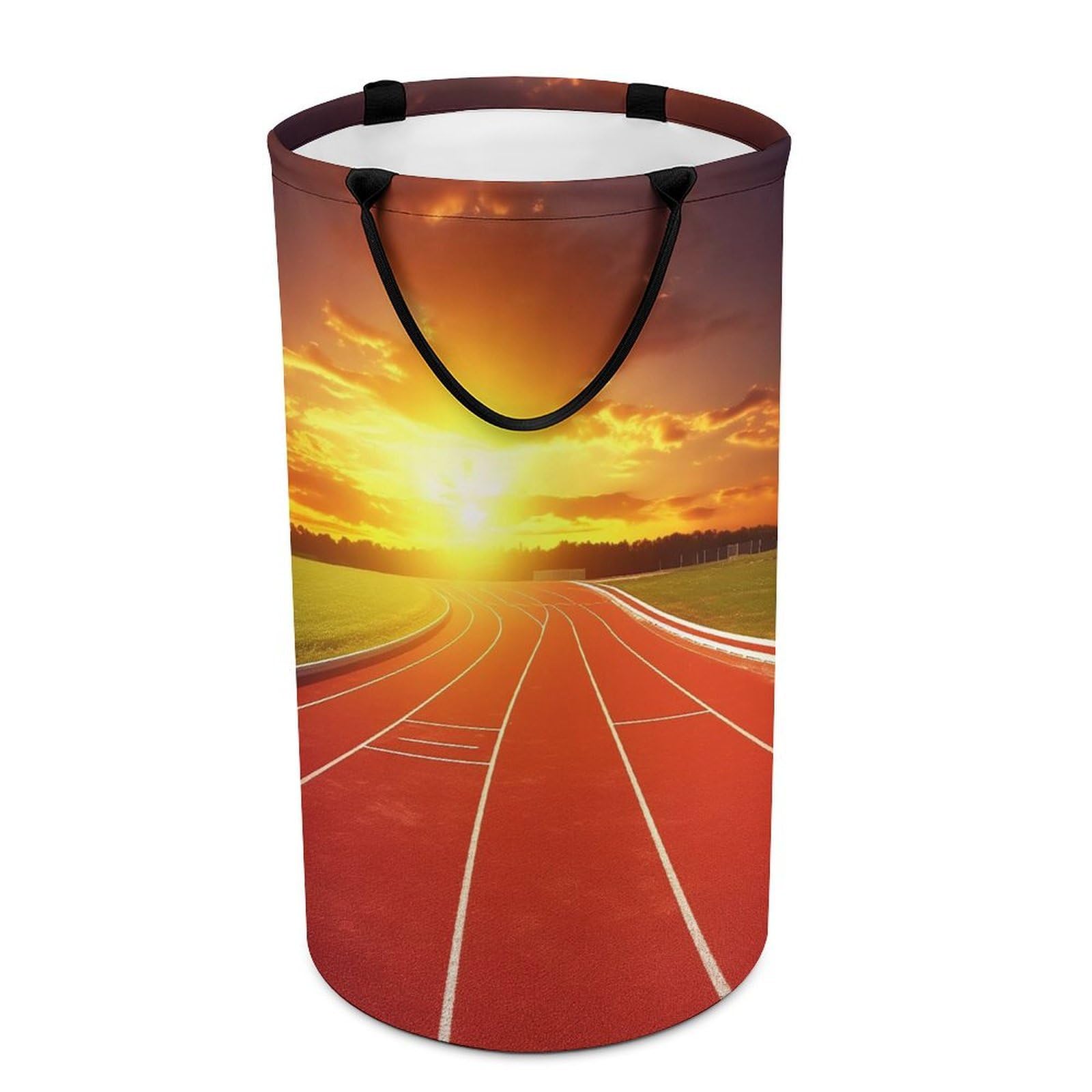 Running Track Sunset Laundry Basket Freestanding Laundry Hamper with Handles Waterproof Dirty Clothes Hamper Collapsible Washing Bin Aesthetic Clothes Basket for Bathroom Bedroom Dorm