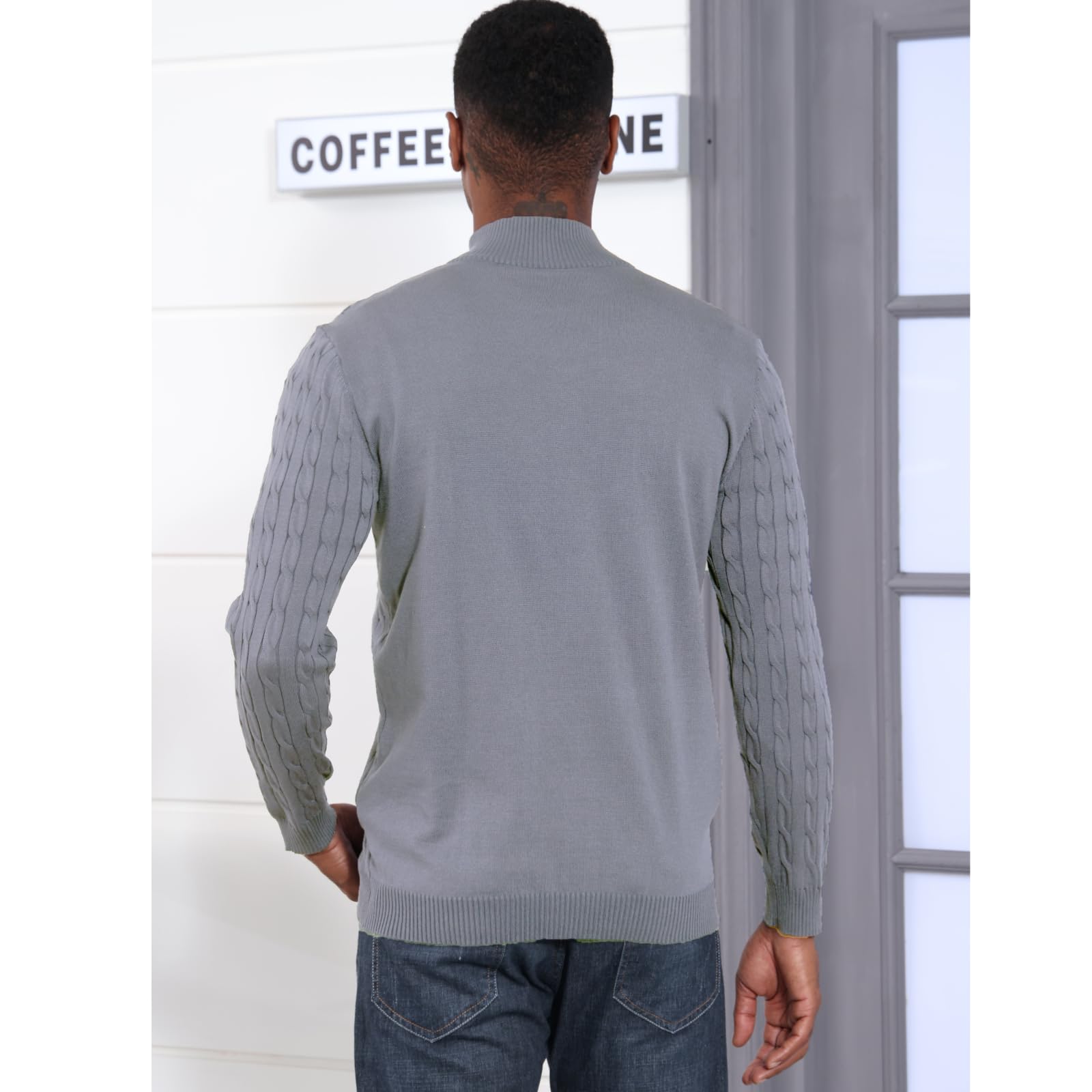 LAOARA Maglione Uomo Invernale Maglioncino Pullover Collo Alto con Zip Manica Lunga Maglioni M-3XL