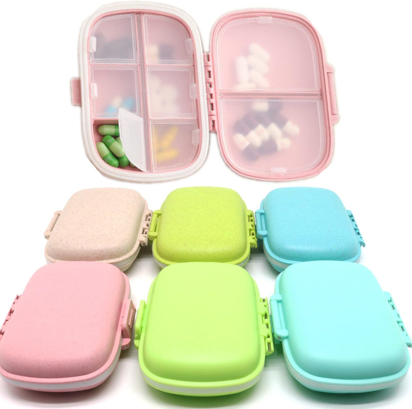 YuGtcen Pill Organizer 6Pcs, 8 Compartments, Medicine