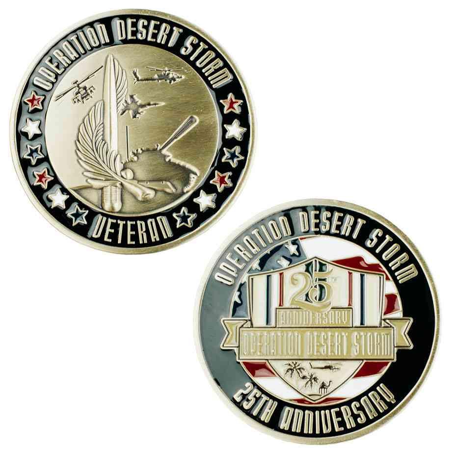 Pièce Operation Desert Storm Veteran 25th Anniversary gravée pour honorer la mémoire