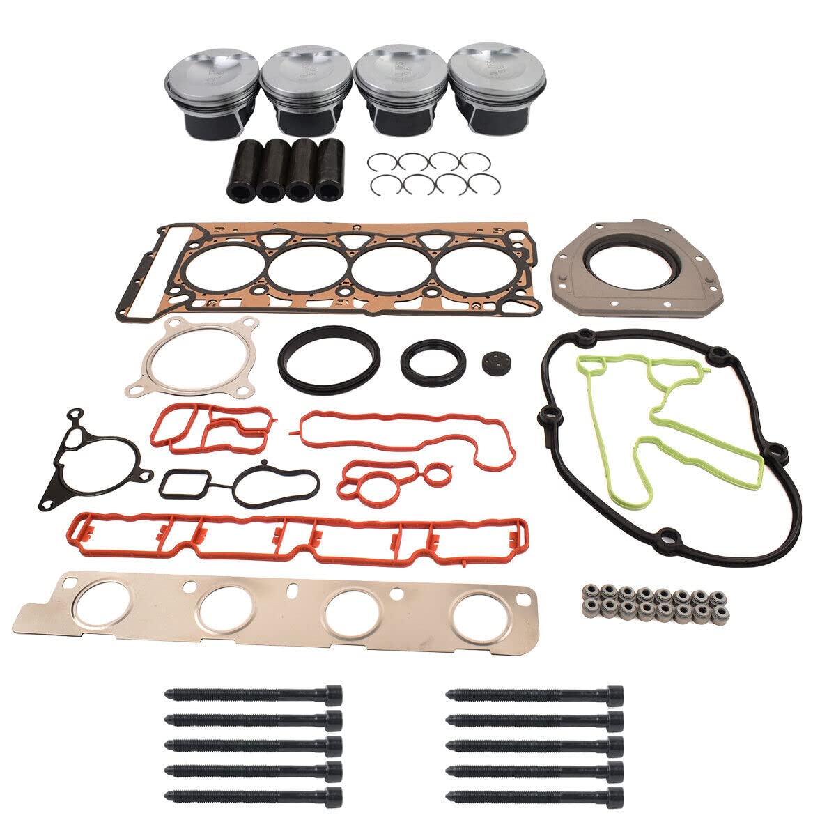Kit Guarnizioni Pistone e Testa Compatibile con G0lf Trans-porter E0S A3 A4 2.0 TSI Ø23mm CAE CCZ CAW 06D103385D