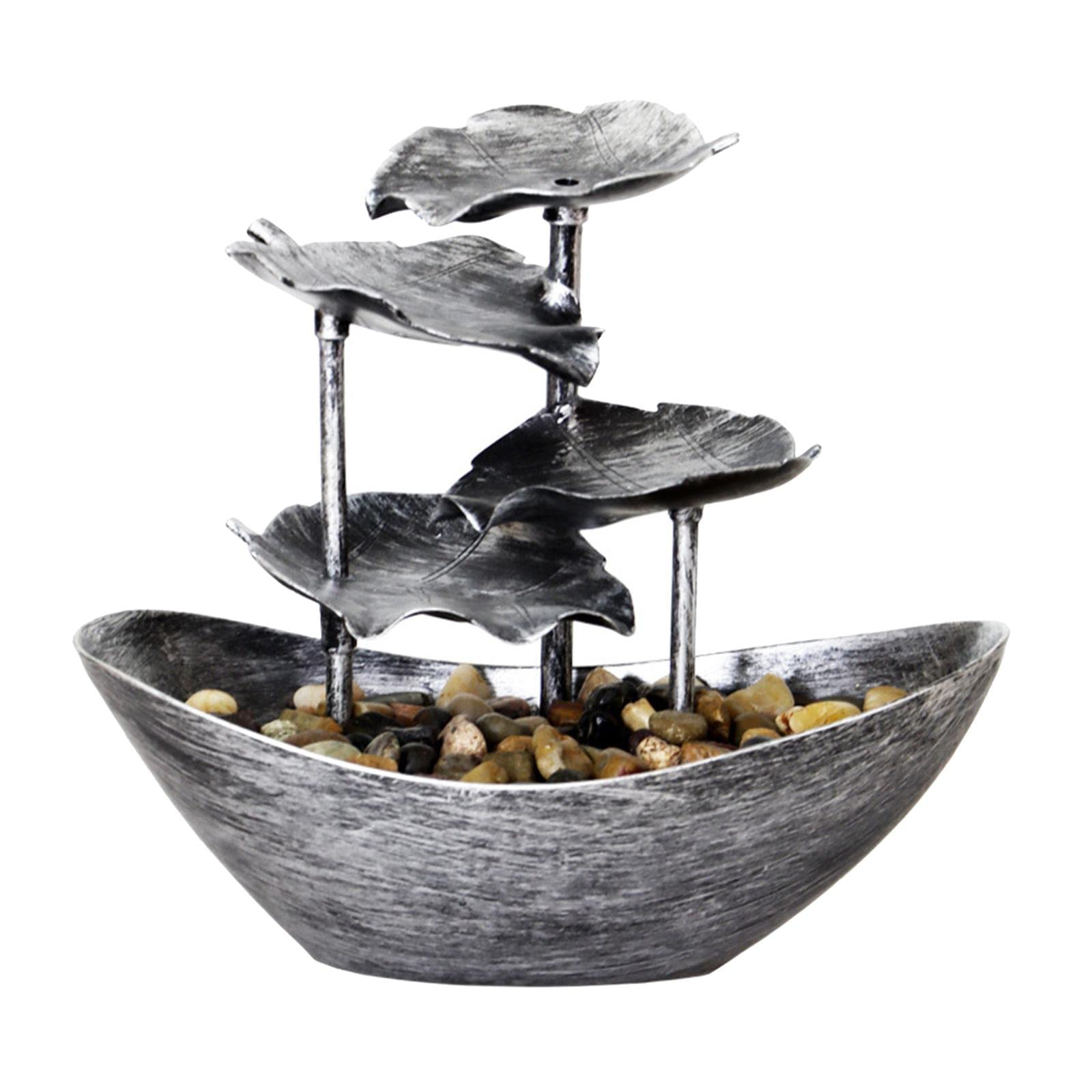 Merishopp Relaxation Indoor Tabletop Fountain Led Light for Garden Desktop Decoration Silver | Home Decor | Indoor Fountains-image-34