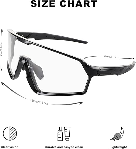 Miniatura 6 de BangLong Photochromic Cycling glasses for Men Women, Clear Running MTB Sunglasses UV Protection