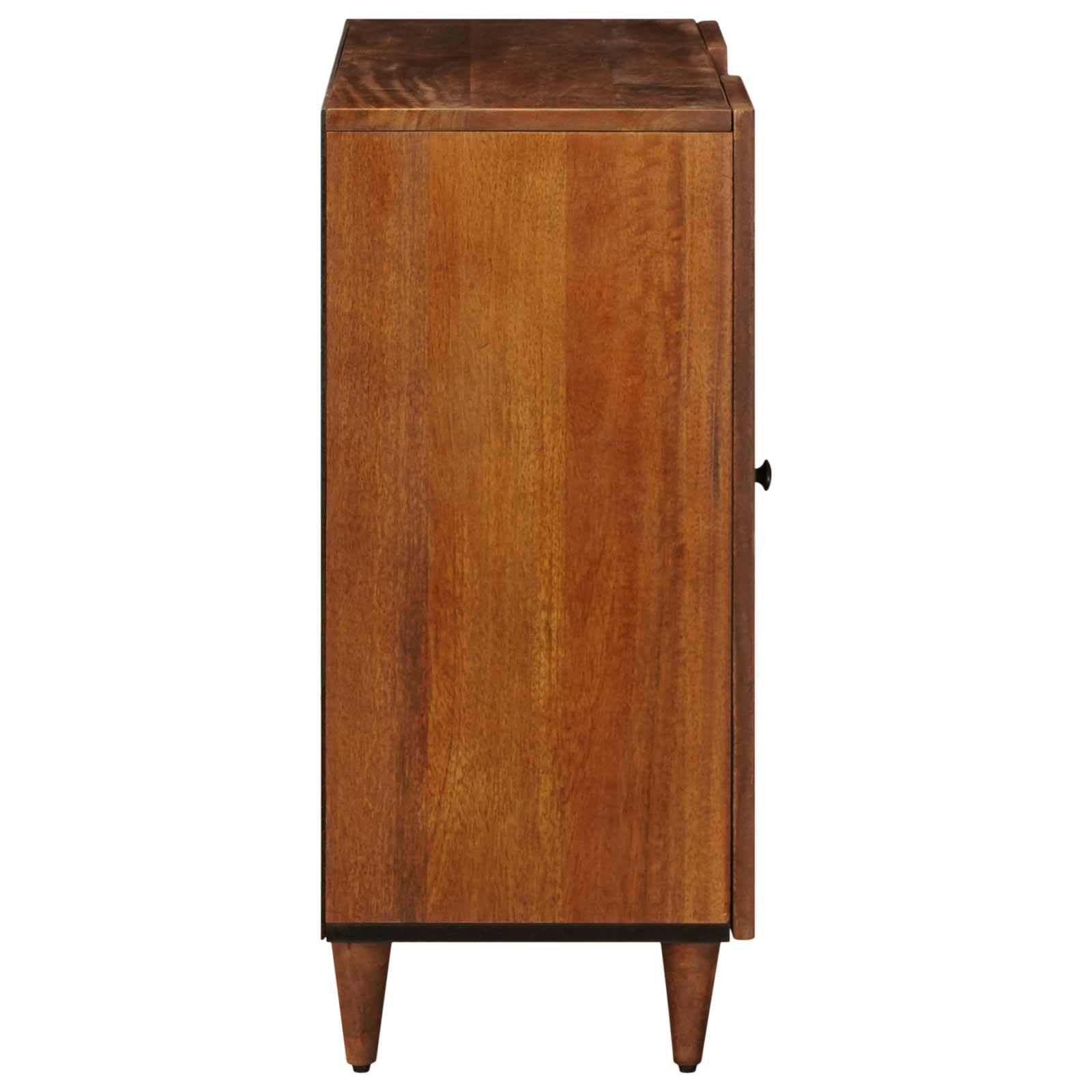 Credenza in noce con ripiano, in legno massiccio di mango, 90 x 33,5 x 75 cm, mobile basso con 2 ante a cerniera e spazio per TV, HiFi, CD, DVD, vinile, console di gioco, ricevitore
