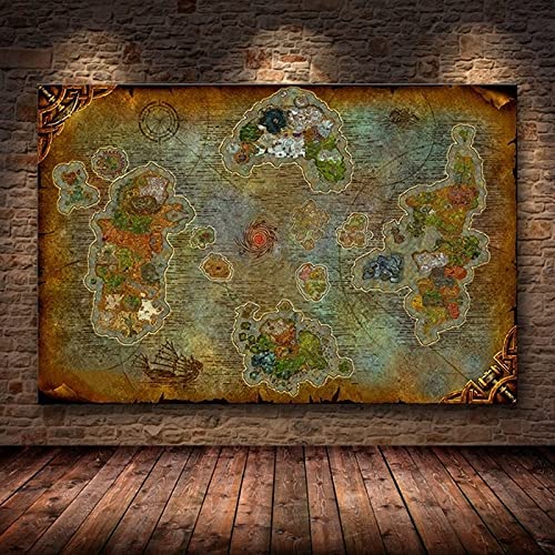 HWNU Toile Affiche Décoration de La Maison Peinture de World of Warcraft 8.0 Carte sur HD Toile Mur Photos pour Salon Garçon Chambre Décor sans Cadre...