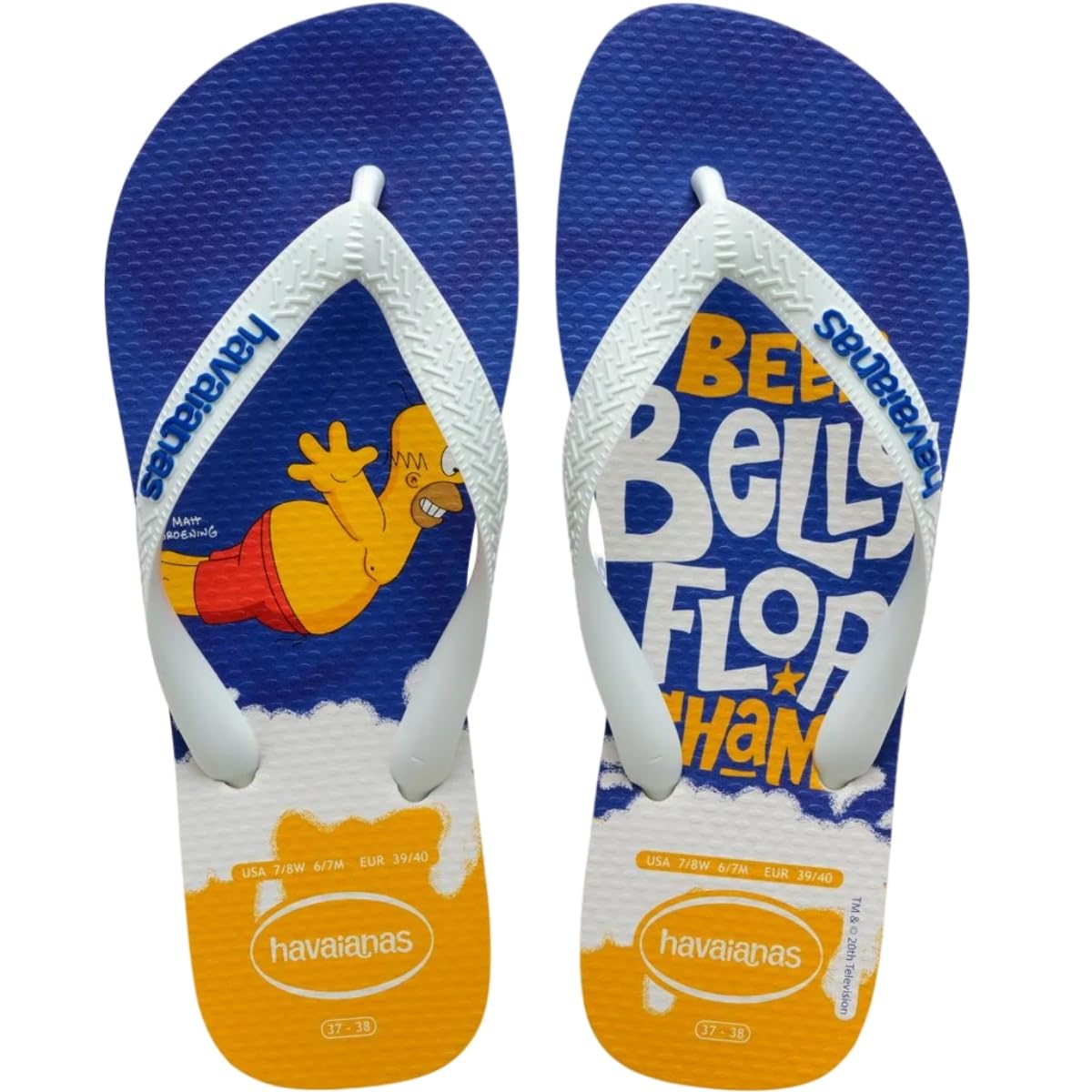 Havaianas Unisex Simpsons Flip-Flop, White/White/Blue Star/Blue Star, 7.5/8 UK