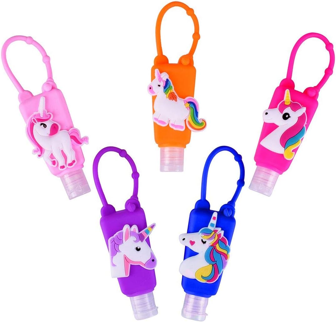 Ulife Mall Unicorn Portable Travel Bottles Set (5 Pack), 30 ml Leak Proof Refillable Hand Sanitizer Containers Travel Accessories Perfect for School, Travel, Outdoor Play, Camping
