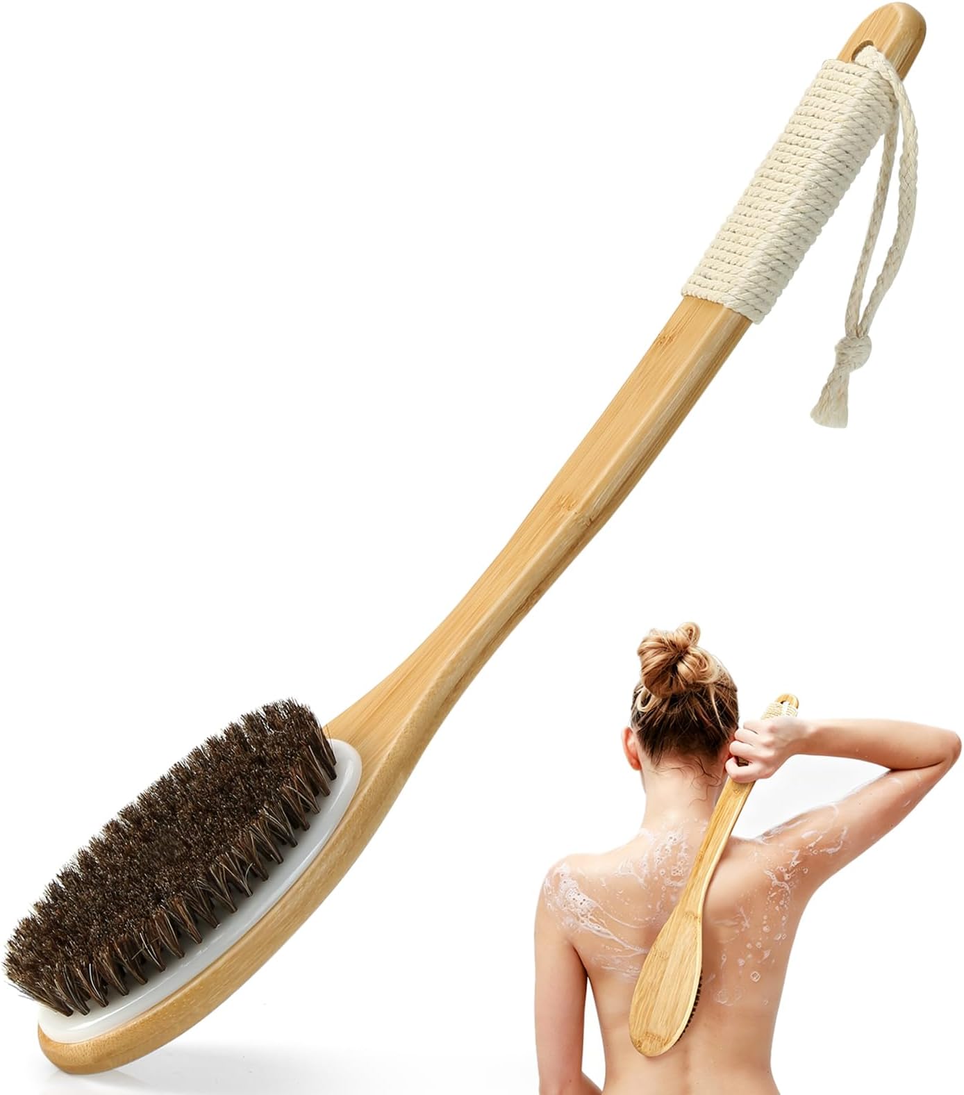 Exfoliating Back Brush with Curved Long Handle