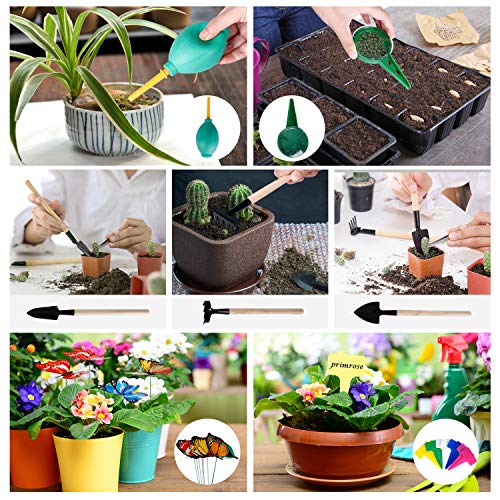 amzdeal Garden Tool Set 34Pieces Chrome-Plated Aluminum Alloy Gardening Tool Kits Indoor and Outdoor Hand Planting Kit with Ergonomic Handle for Women/Men/Gardeners