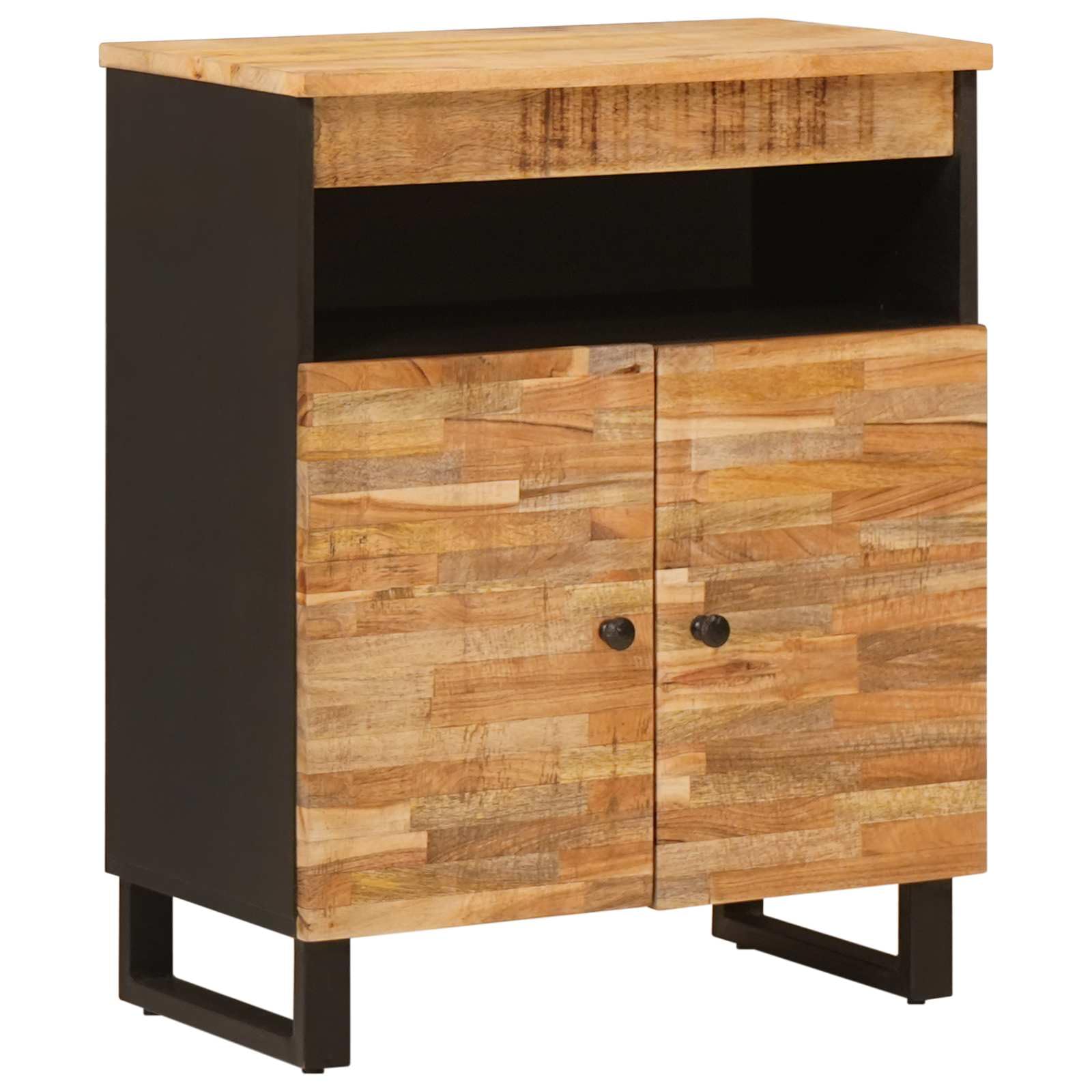 Meuble d'appoint en bois de mangue massif marron de 60x33x75 cm