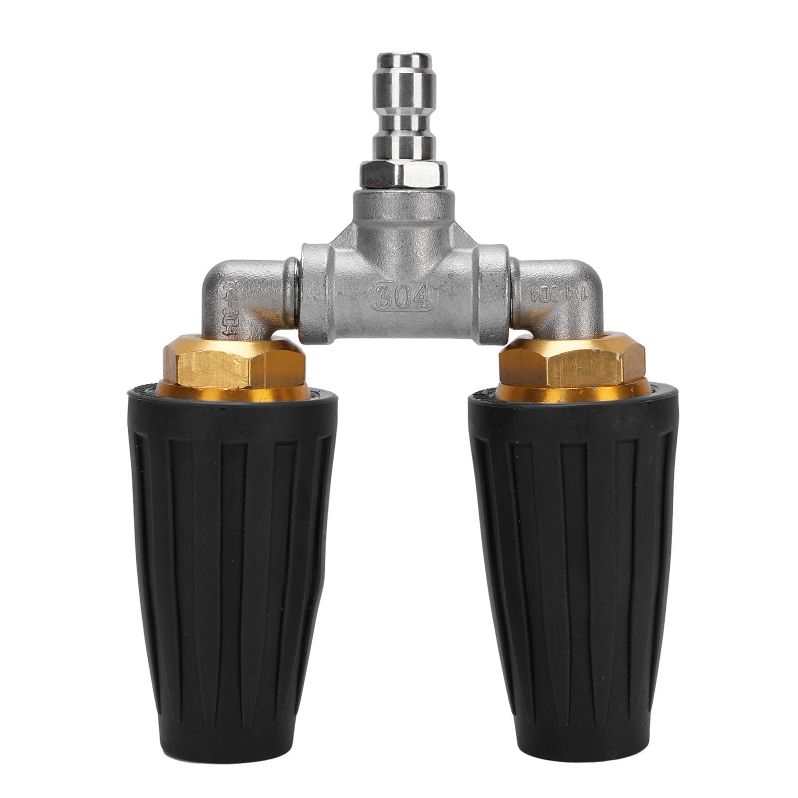Twin Turbo Nozzle, High Pressure Double 360° Rotating Turbo Nozzle, Power Washer Nozzle with 1/4in Quick Connector, 4000psi Pressure for Garden Cars (Black)