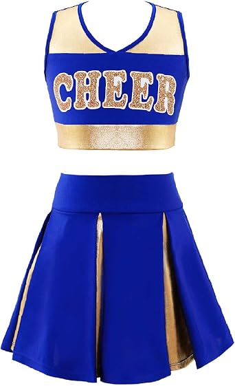 Girls Children Dress Cheer Leader Costume School Uniform Youth Cheerleading Outfit Halloween Carnival Party