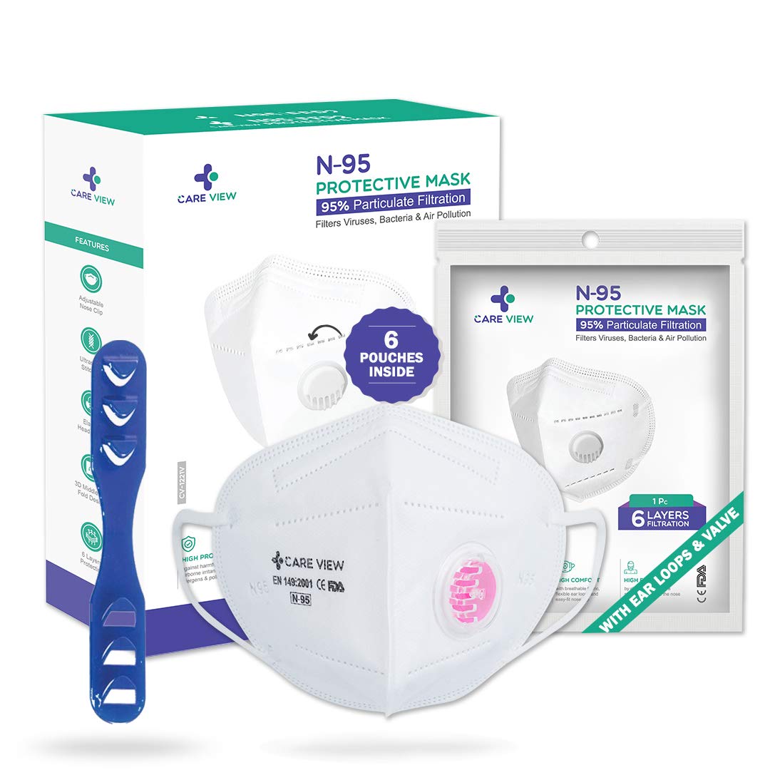 Careview N95 N95 Model CV1221V, Ear Loop Style with Exhalation Valve Protective Face Mask with 6 Layered Filtration- Pack of 6 (B08H8VP3P1) Amazon Price History, Amazon Price Tracker
