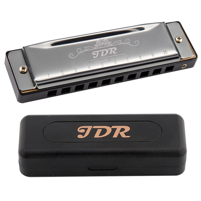 十孔蓝调哈雷曼口琴 C调儿童成人专业演奏入门学生老师银色新年礼物